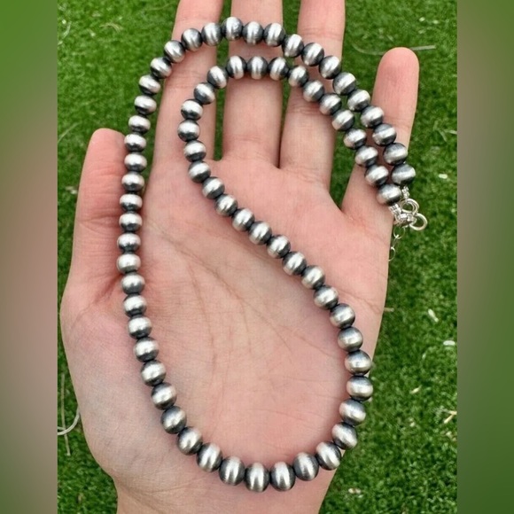 32 inch Necklace - 8 mm & 5 mm saucer Sterling Silver Pearls